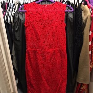 Red Lace Midi Dress